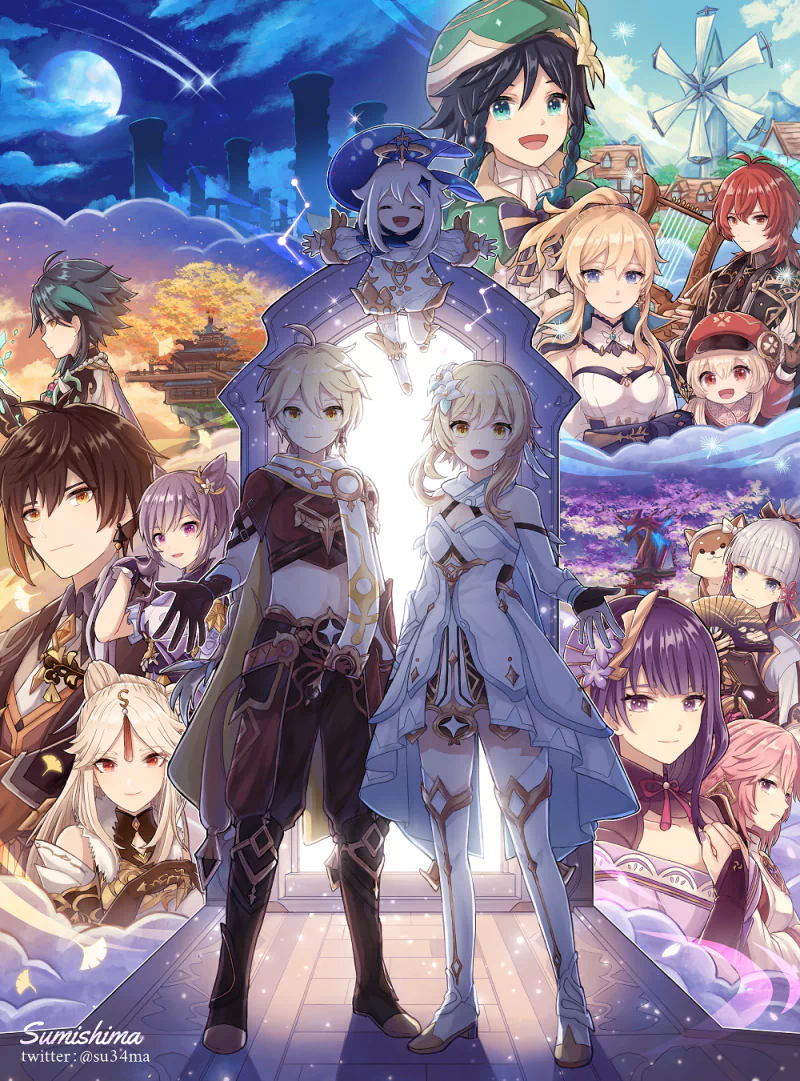 Lumine (Genshin Impact) Aether (Genshin Impact) video game Genshin Impact Image