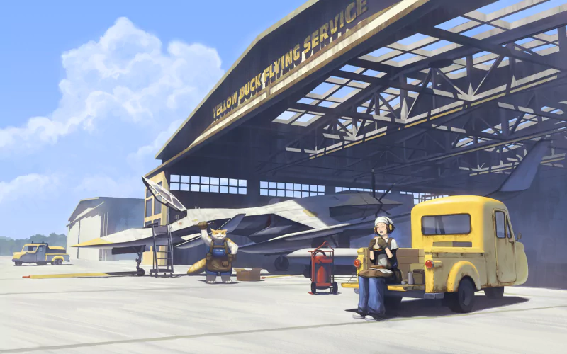 airplane airport Anime girl anime girl Image