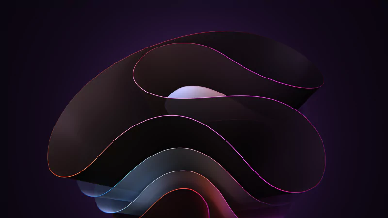 Abstract digital artwork with smooth, layered shapes and subtle lighting effects, reflecting modern technology themes and the sleek design aesthetic of Windows 11.