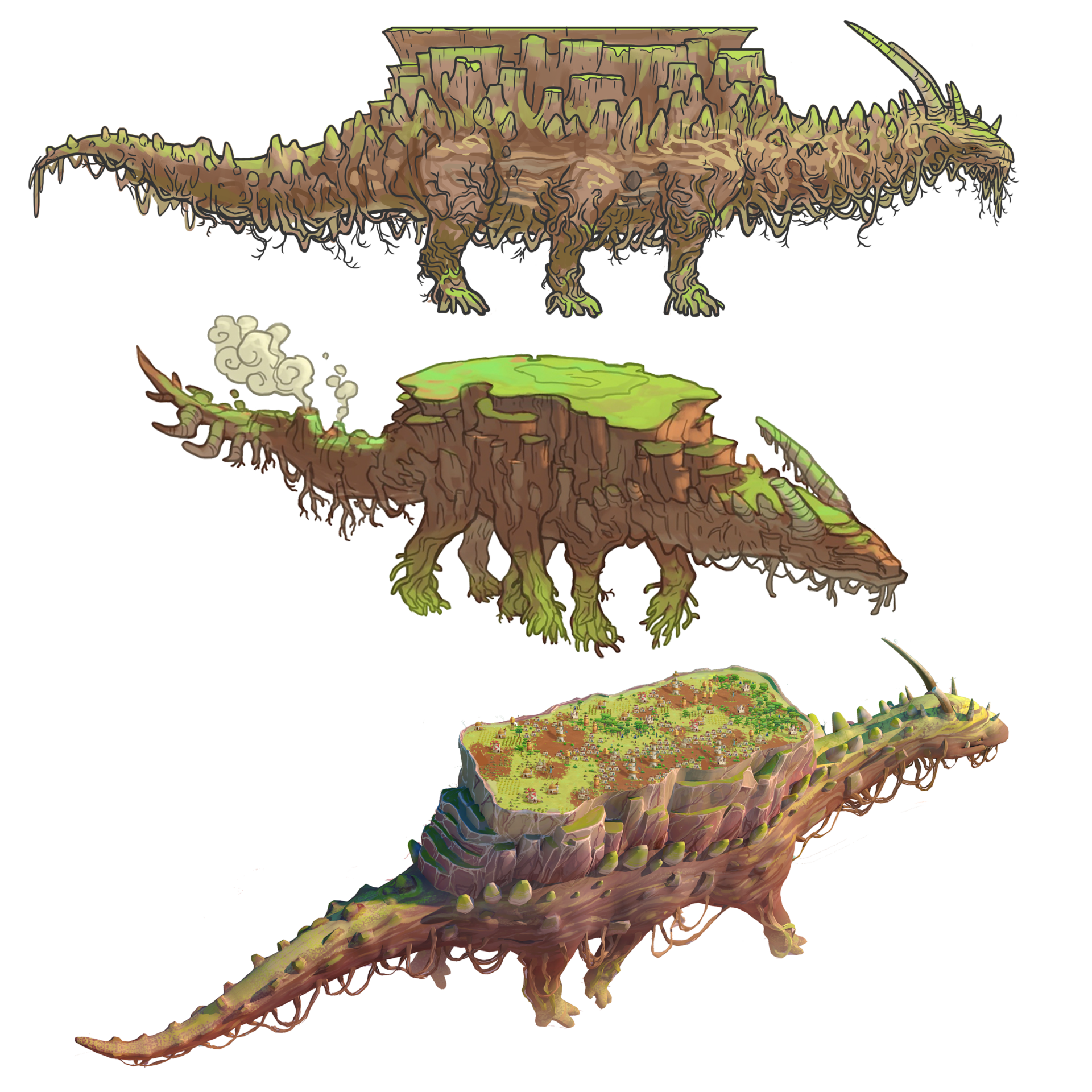 Download Video Game The Wandering Village Dinosaur Concept Art Fantasy Creatures Art