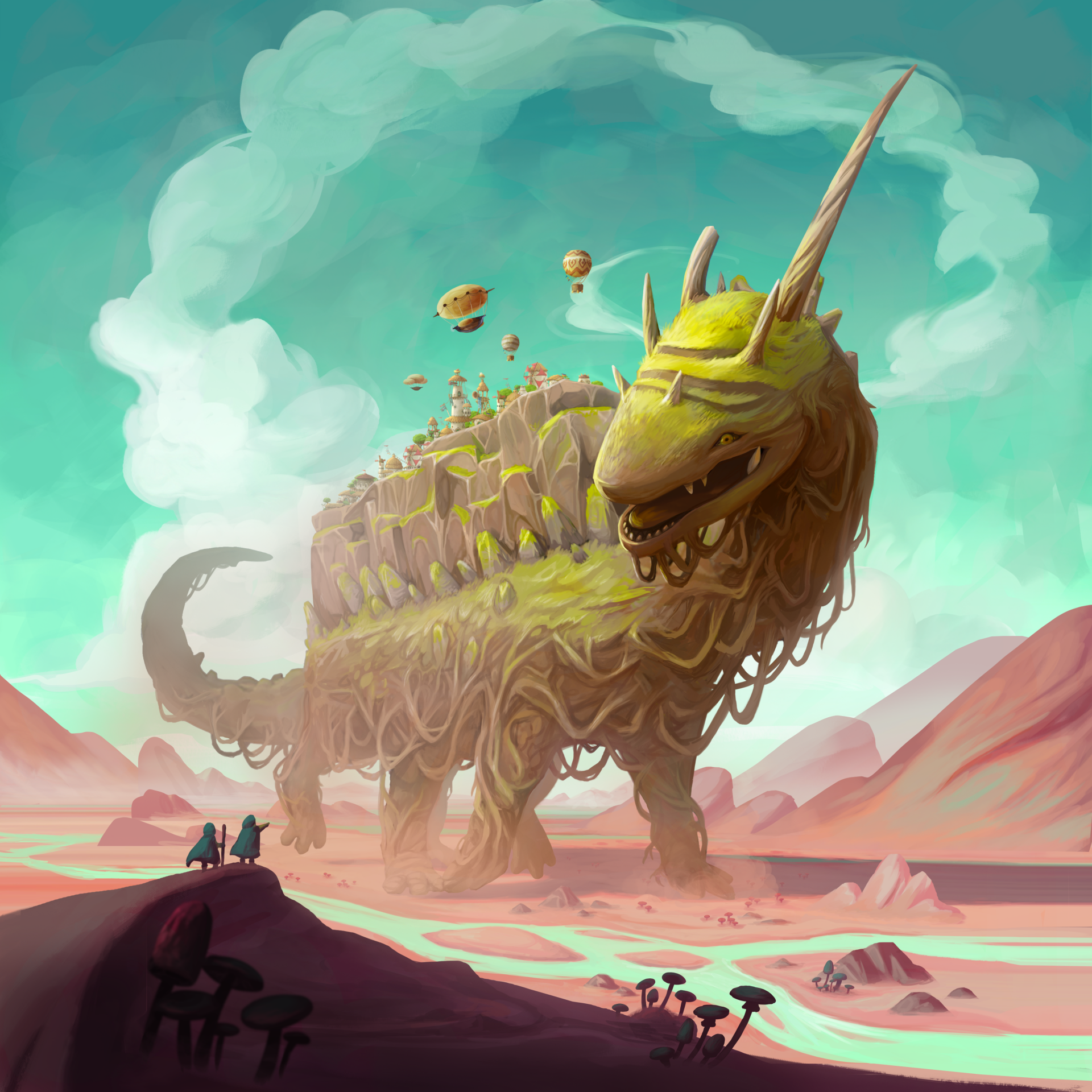 Download Video Game The Wandering Village Fantasy Giant Creature Surreal Landscape Art