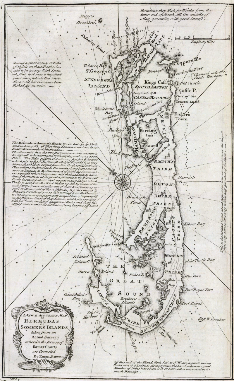  Sommers Islands (Bermudas) Map of 1747
