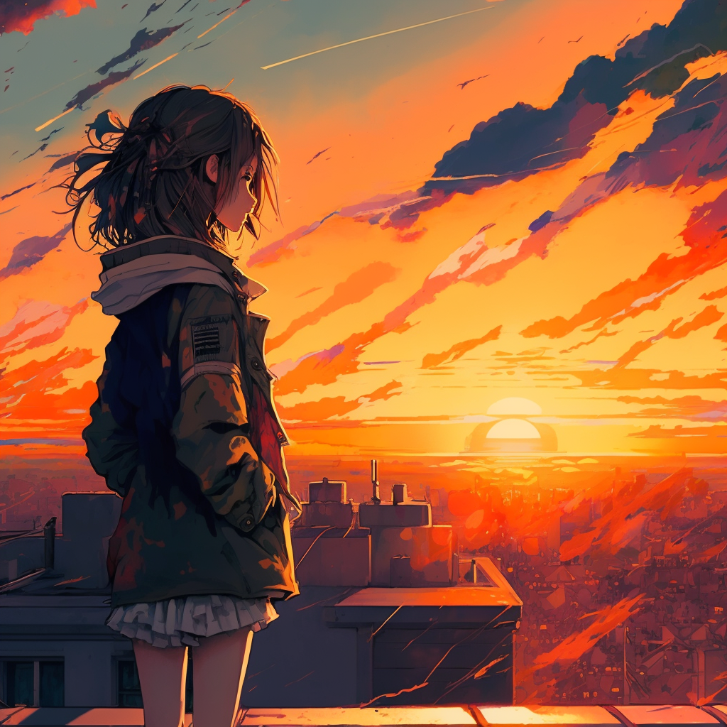 Stars Anime Sunset Scene AI Generated [1920x1080] : r/wallpapers