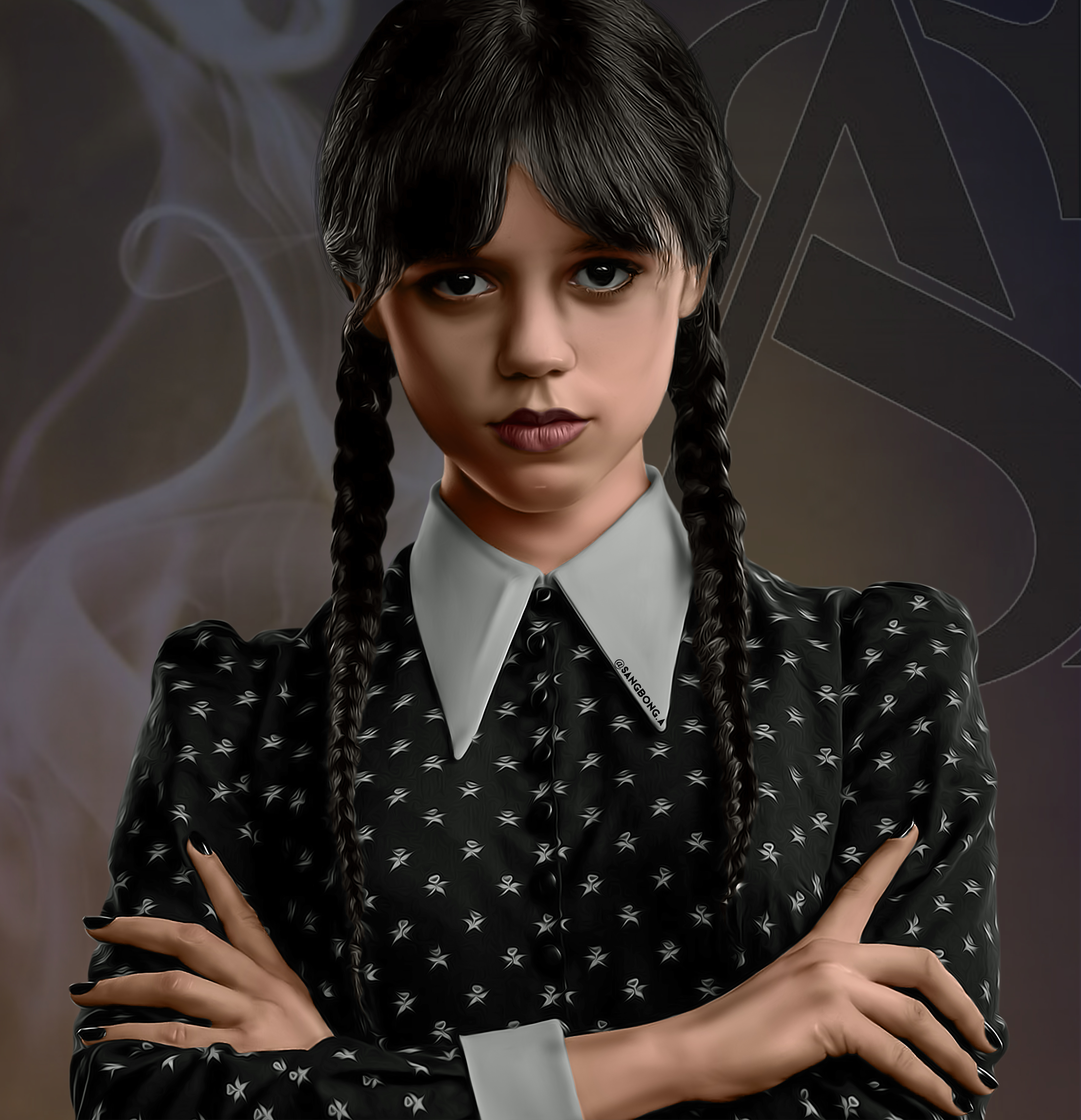 Wednesday Addams Digital Art Jenna Ortega Wednesday Addams 