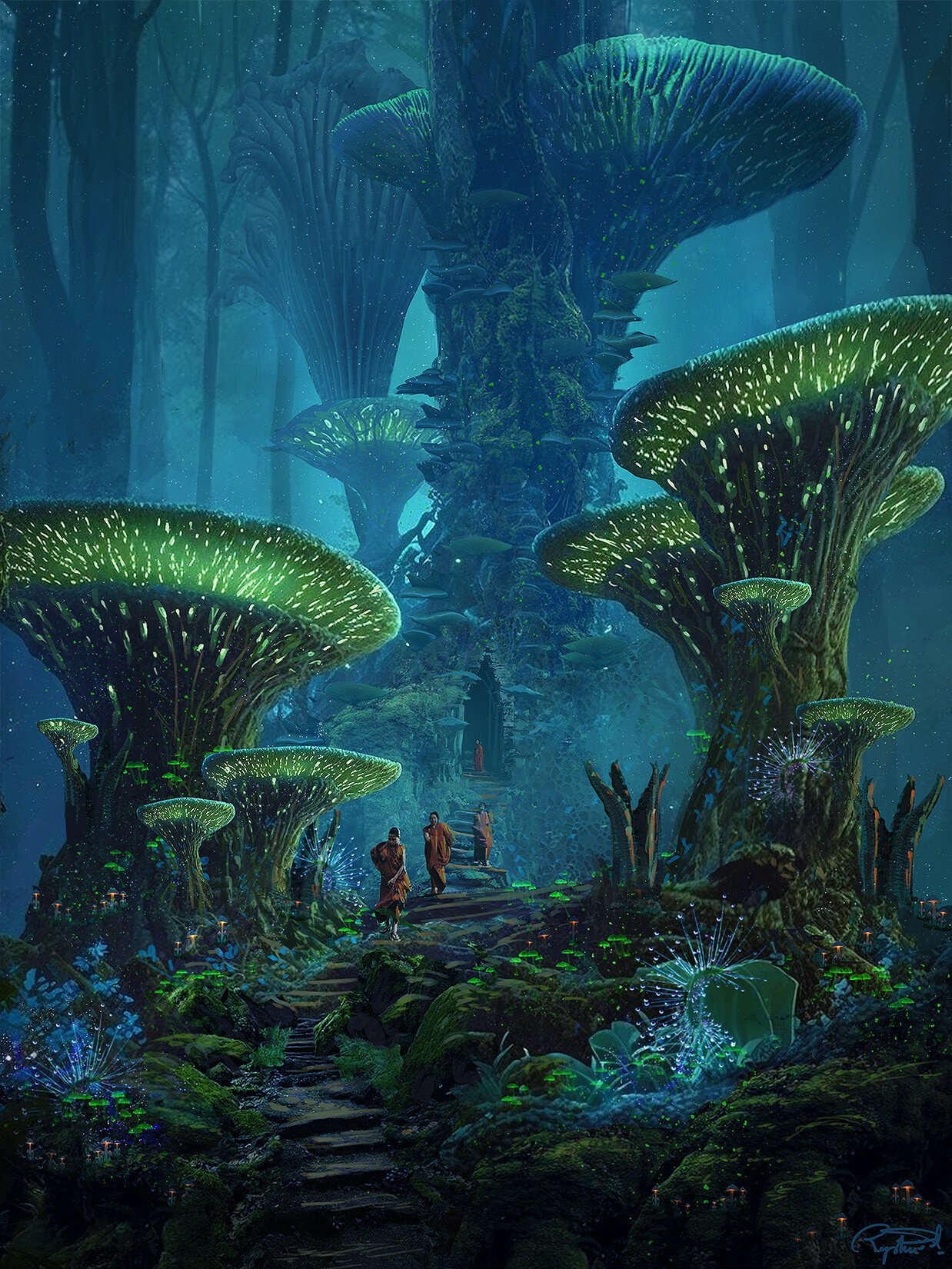 Download Fantasy Mushroom Forest Glowing Mushroom Mystical Art