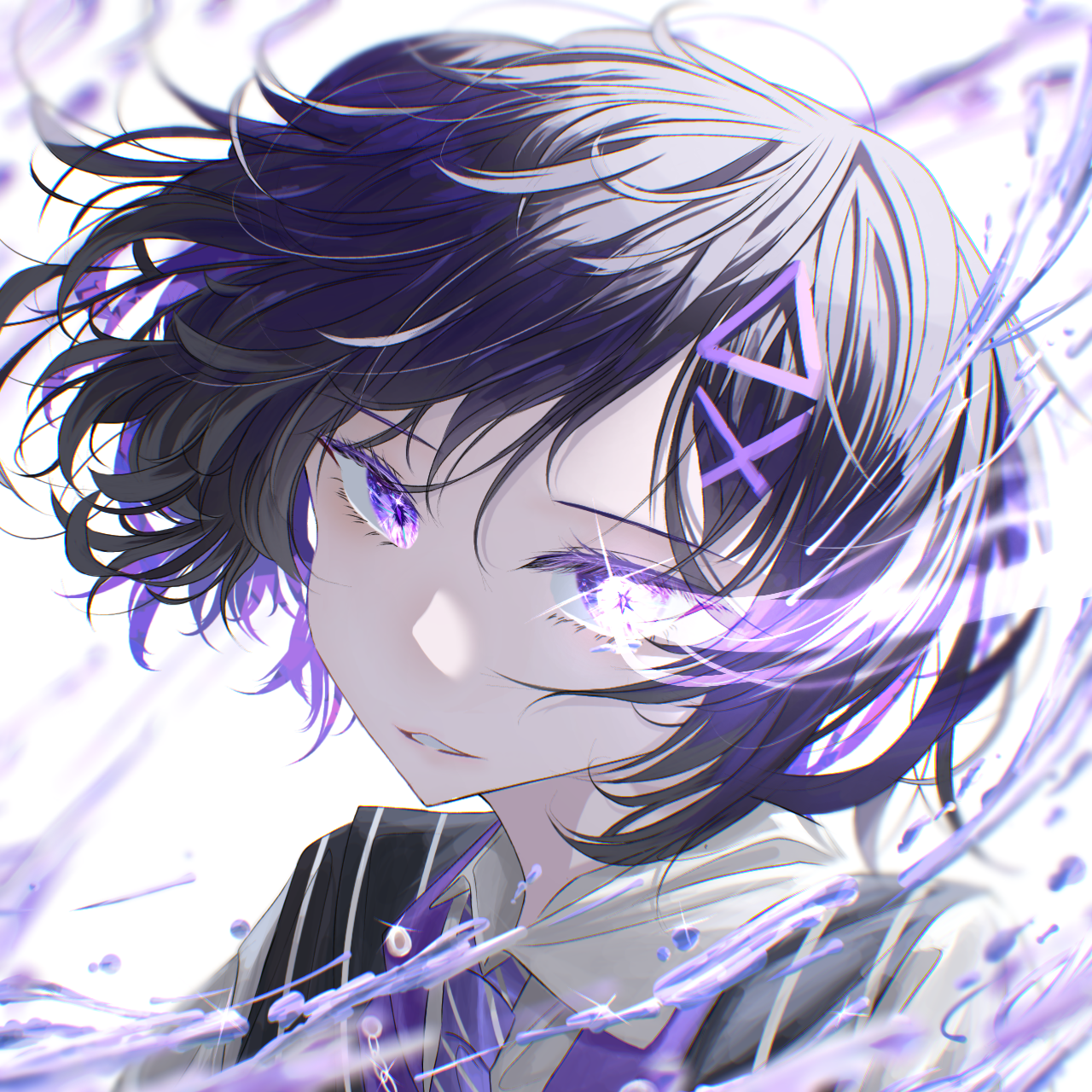 Download Water Purple Eyes Anime Gamer Art