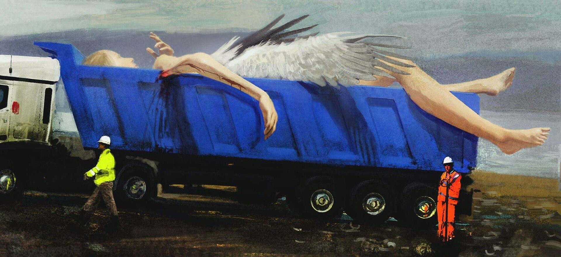 Download Fantasy Angel Dump Truck Surrealism Construction Worker Art
