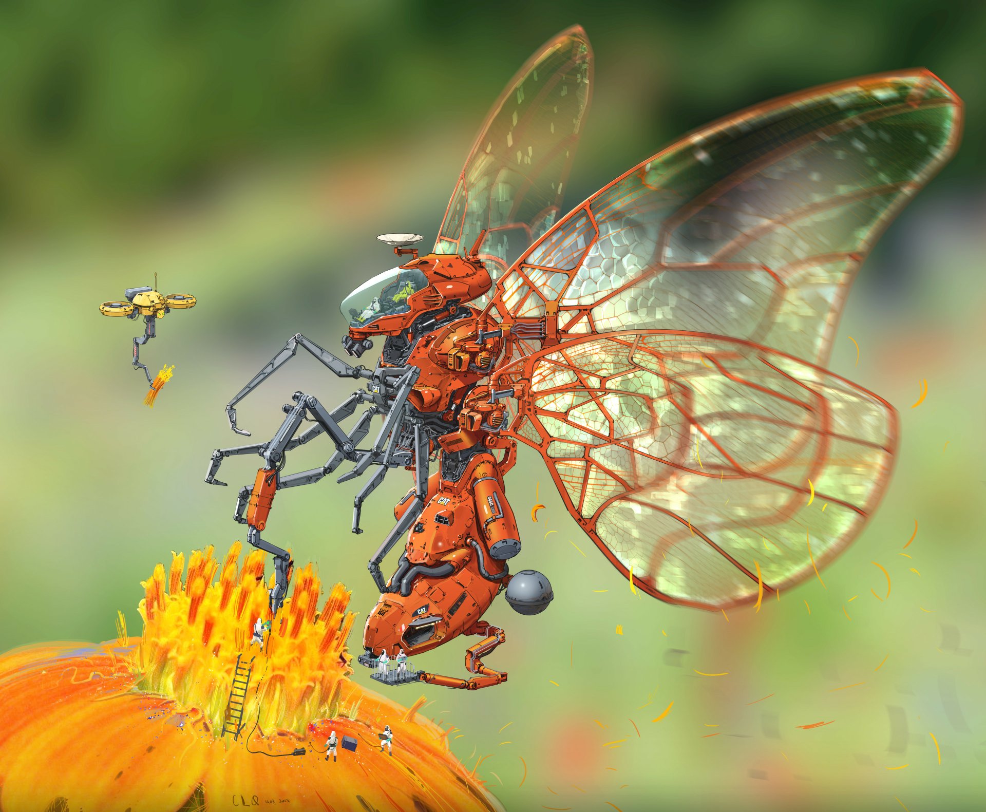 Download Sci Fi Aircraft Robotic Insect Butterfly Futuristic Art