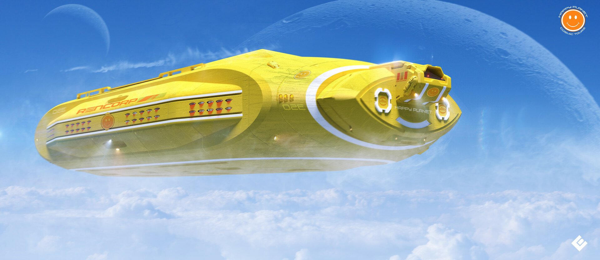 Download Sci Fi Spaceship Space Travel Yellow Futuristic Art