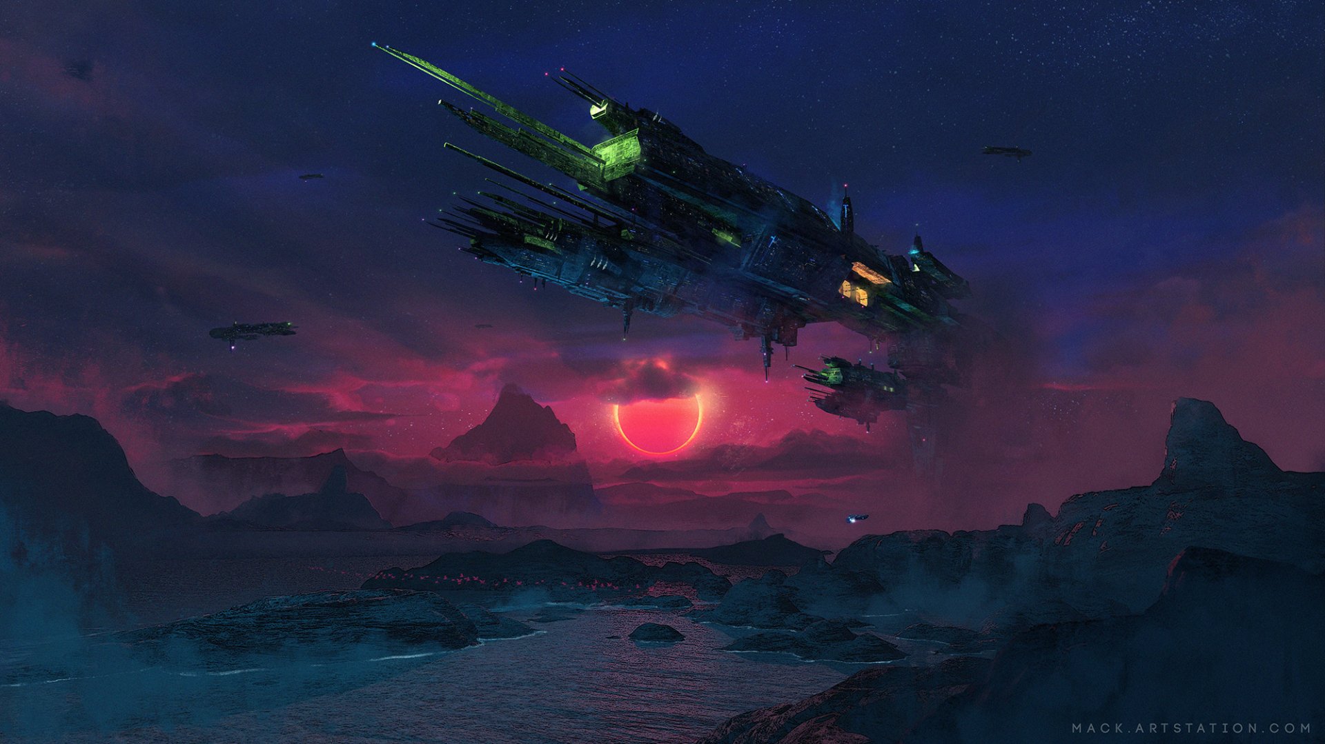 Download Sci Fi Spaceship Landscape Digital Art Art