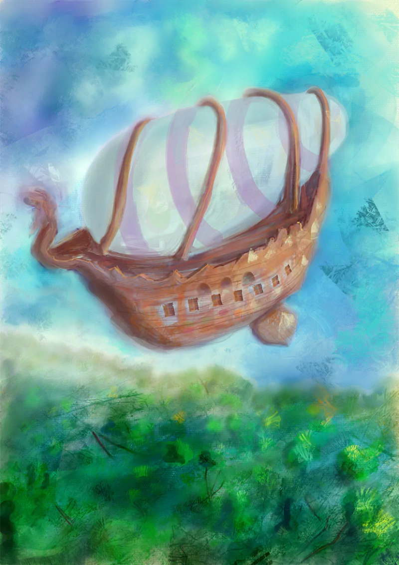 flying ship fantasy Image