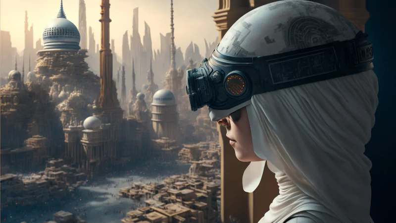 Sci Fi futuristic girl city sci fi city futuristic city Image