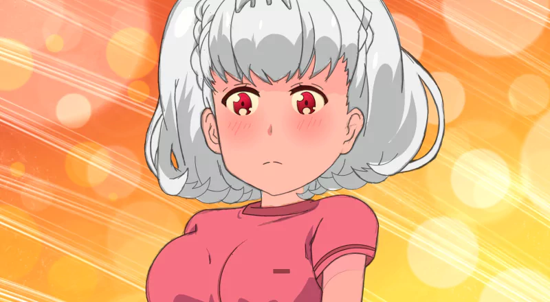  Short haired cute anime girl