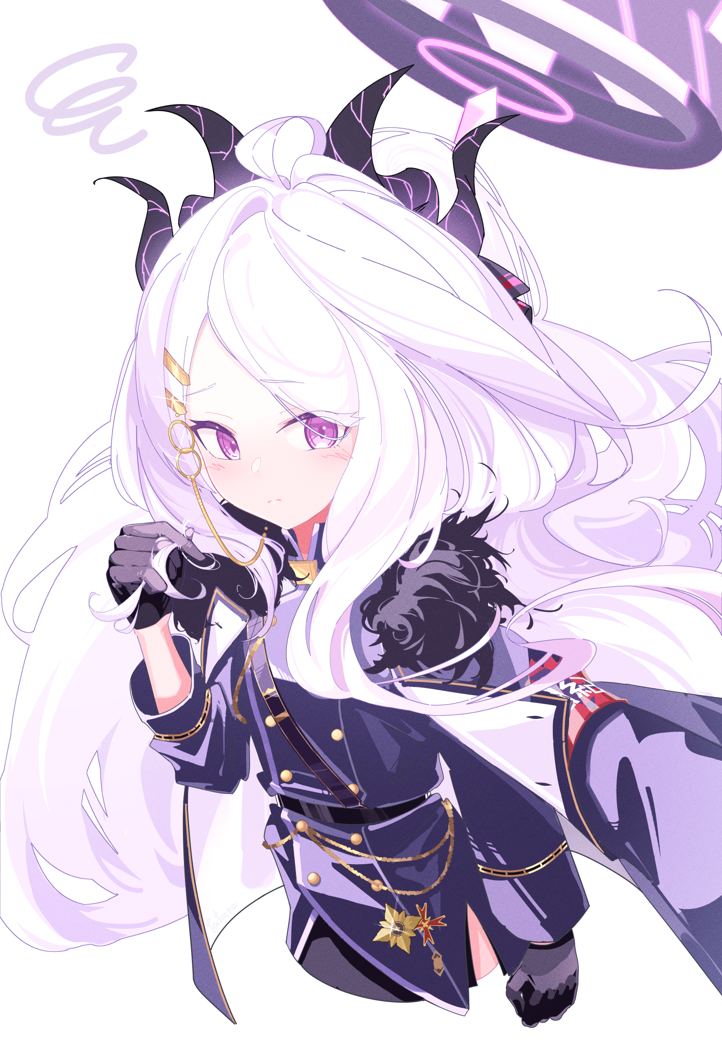 Download Horns Hair Ornament Purple Eyes Video Game Blue Archive Art