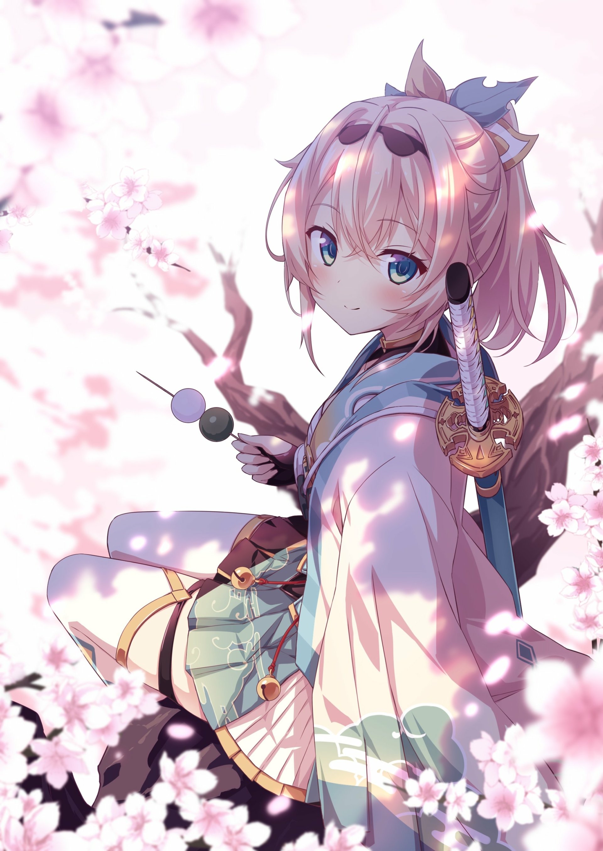 Download Bell Japanese Clothes Hair Ornament Dango Blue Eyes Anime Virtual Youtuber Art