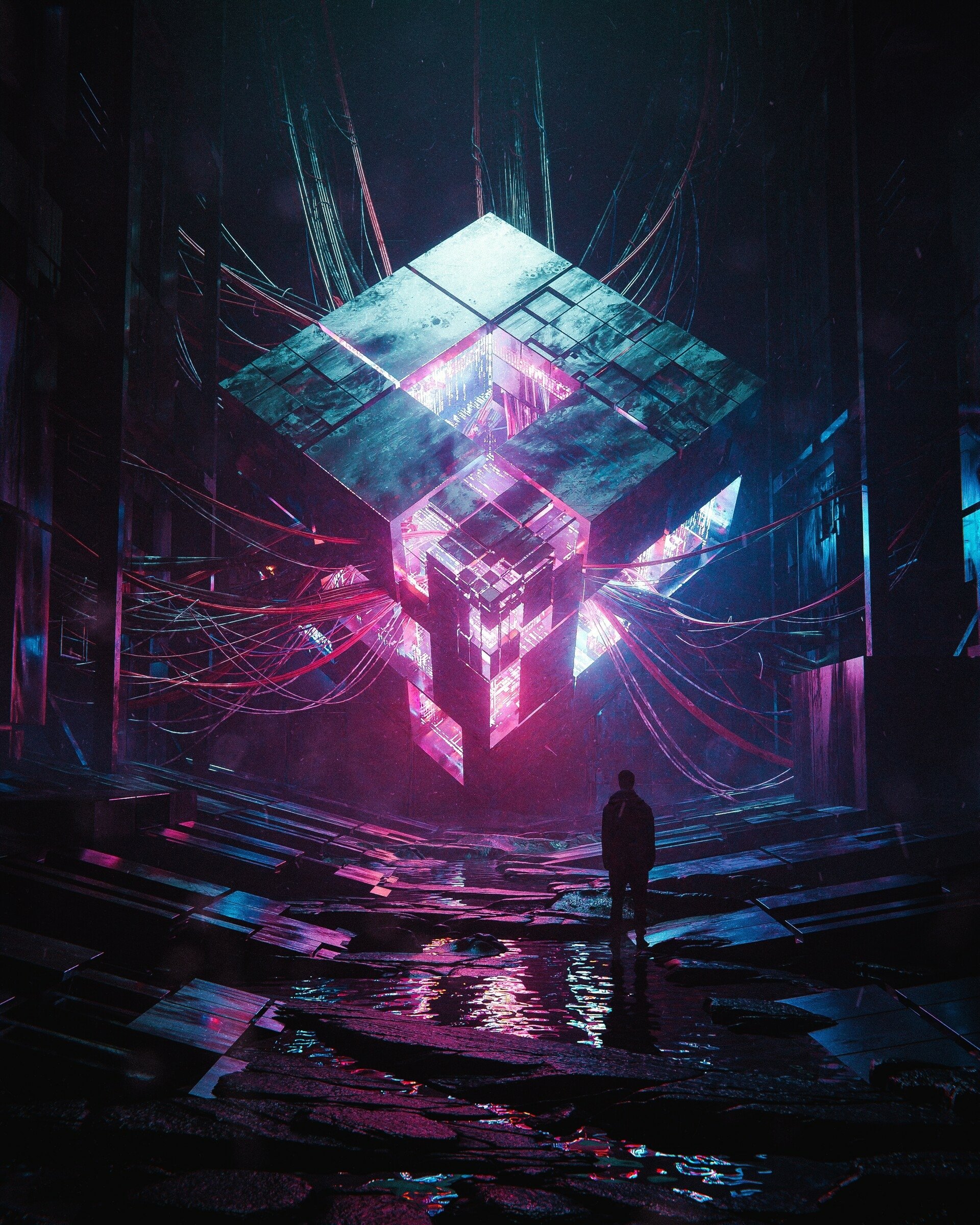 Download Sci Fi Structure Futuristic Abstract Neon Art