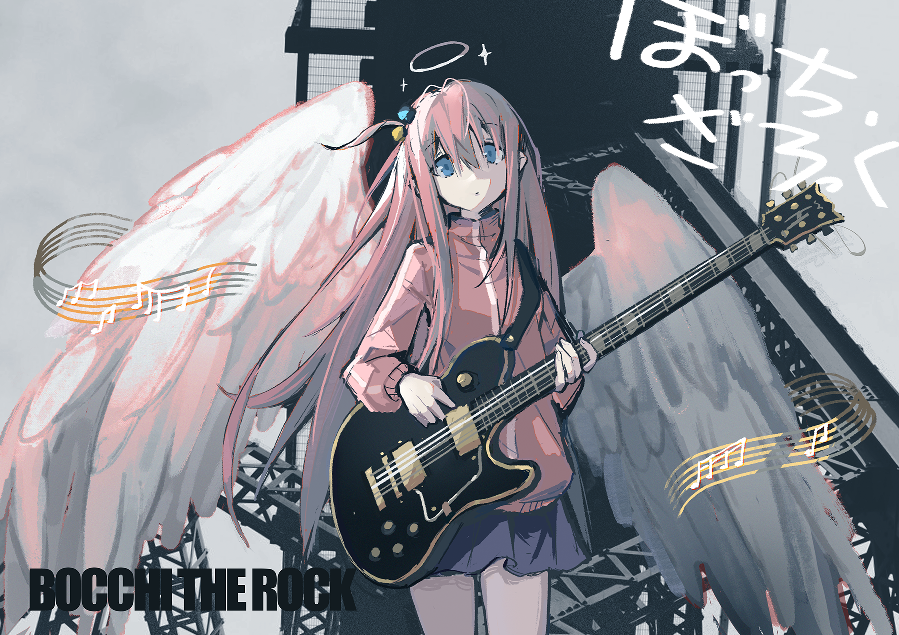 Download Angel Wings Guitar Instrument Musical Note Hitori Gotou Anime Bocchi The Rock! Art
