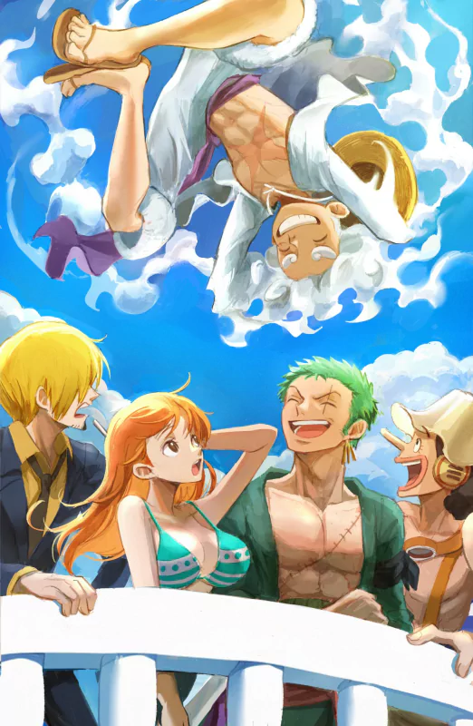 Sanji (One Piece) Nami (One Piece) Roronoa Zoro Usopp (One Piece) Monkey D. Luffy Anime One Piece Image