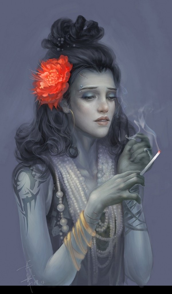 Woman Smoking Art ID 17489