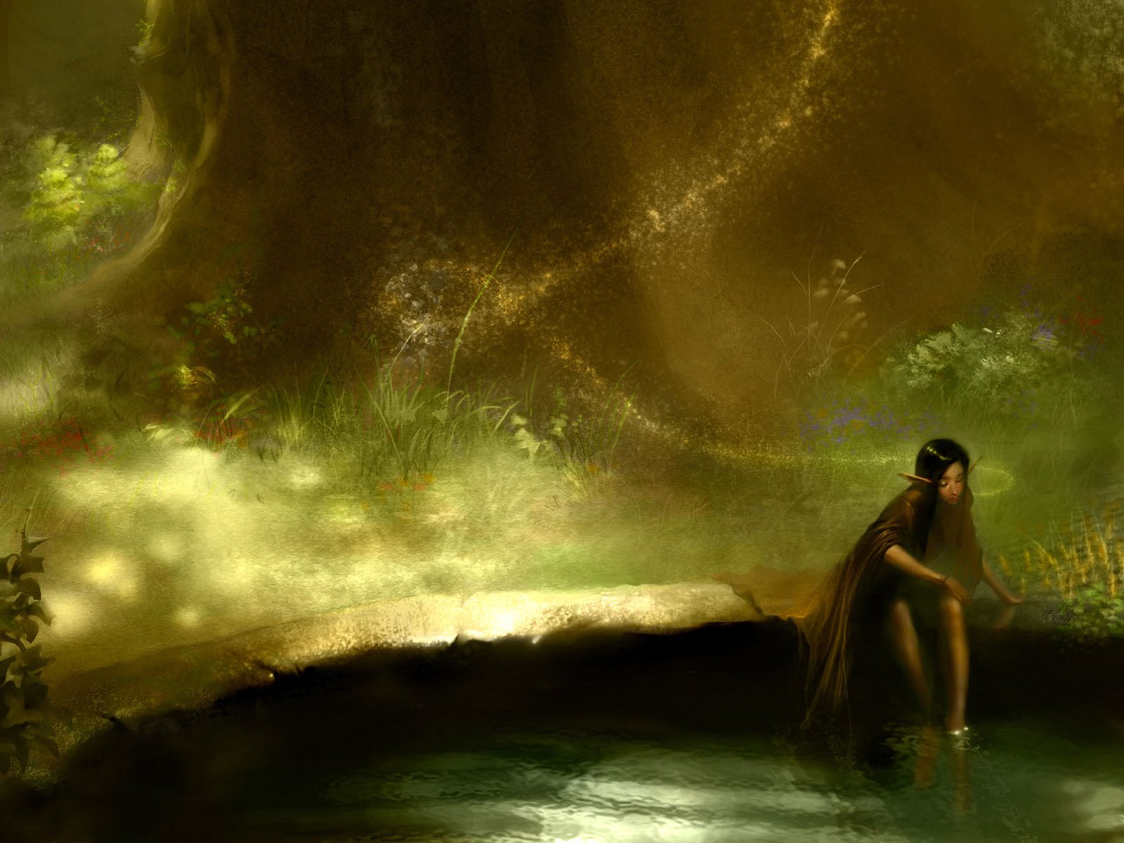 Enchanted Serenity: A Fantasy Woman by the Water