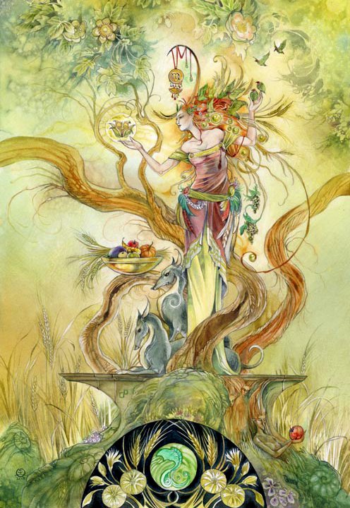 A vibrant watercolor illustration depicting a zodiac-themed figure surrounded by nature, symbolizing harmony and balance, with floral elements and a serene color palette.