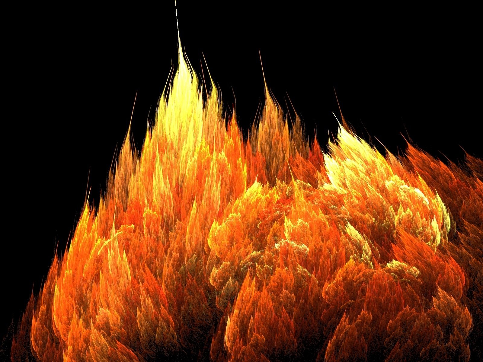 A dynamic display of digital art, featuring fiery orange and yellow flames against a black background, creating an intense and captivating visual experience.