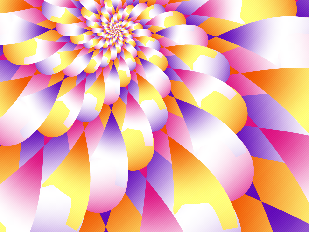 A vibrant digital art design featuring a colorful spiral pattern, blending shades of pink, orange, yellow, and purple in a dynamic and abstract composition.