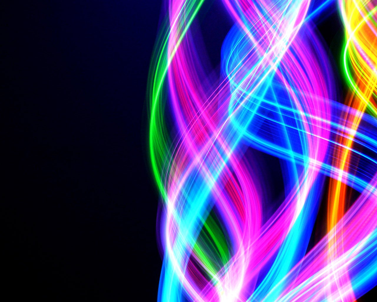 A vibrant display of swirling colorful light trails on a dark background, showcasing the beauty of artistic digital art.