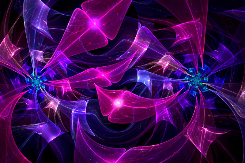 A vibrant digital art piece featuring flowing patterns in shades of pink, purple, and blue, creating a dynamic, abstract composition that evokes movement and energy.