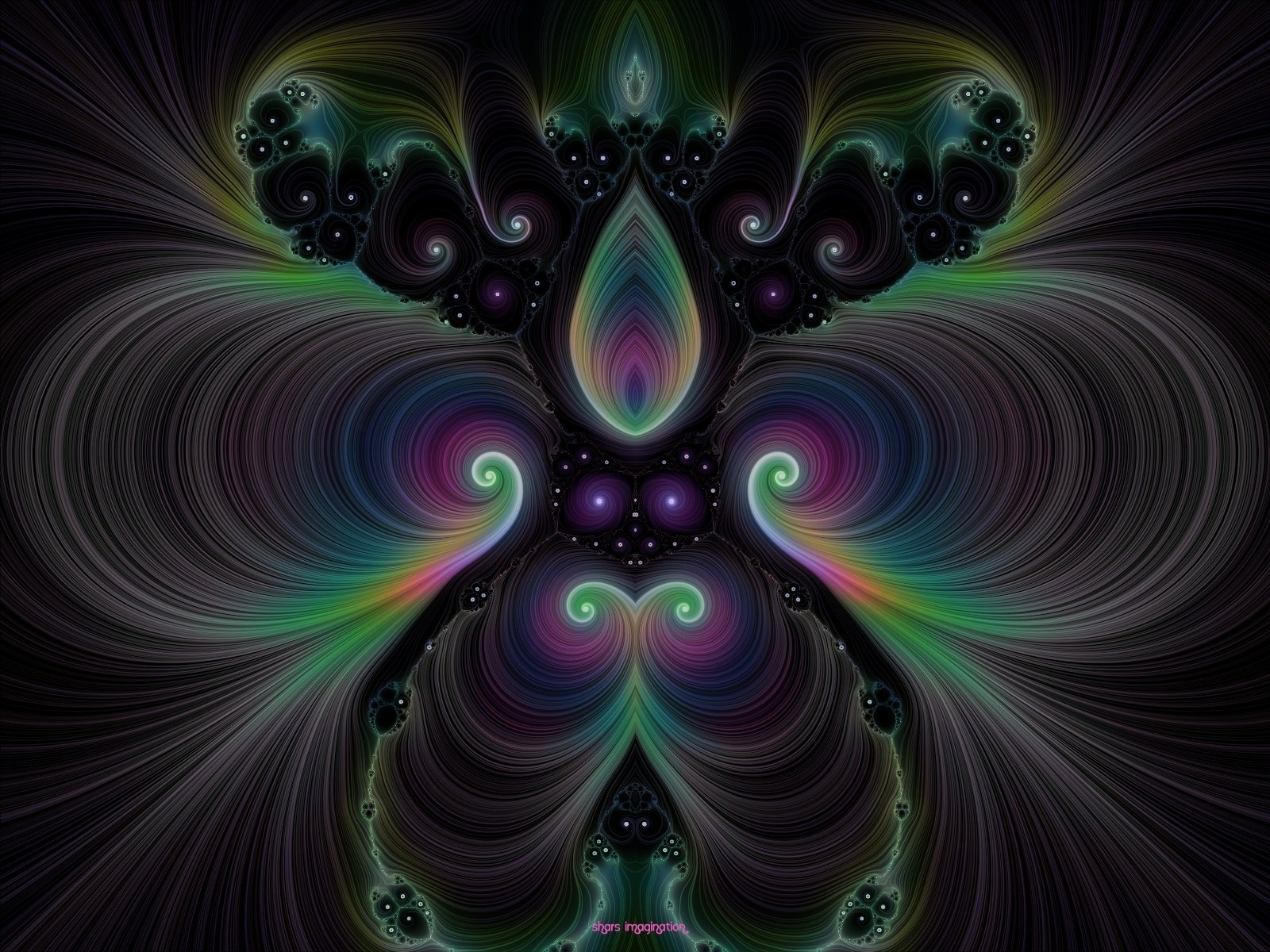 A mesmerizing display of colors and shapes in this artistic digital art piece, featuring swirling patterns and vibrant hues that create an otherworldly ambiance.