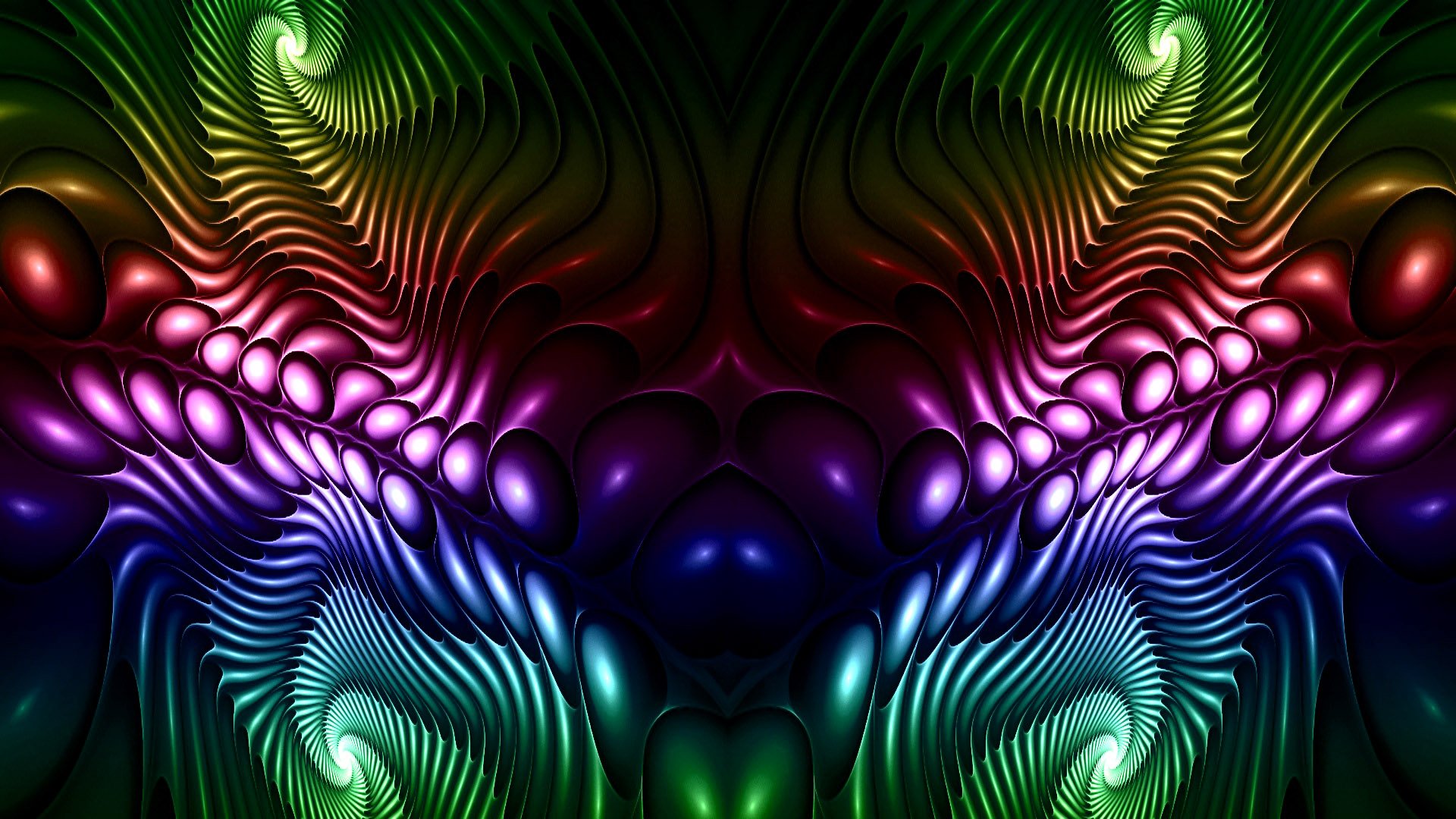 A vibrant digital art piece featuring swirling patterns in rainbow colors, creating an energetic and dynamic visual effect that captivates the viewer.