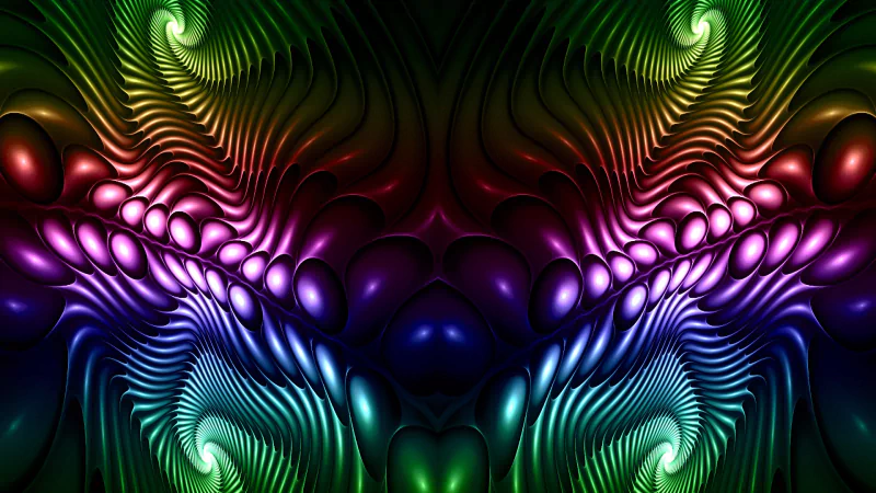 A vibrant digital art piece featuring swirling patterns in rainbow colors, creating an energetic and dynamic visual effect that captivates the viewer.