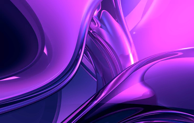 An abstract digital artwork featuring flowing shapes in vibrant shades of purple and blue, creating a smooth, glossy effect that evokes a sense of movement and depth.