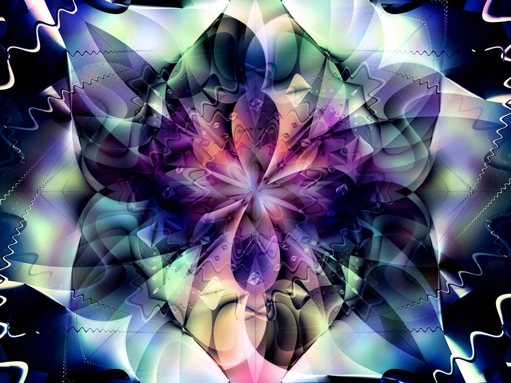A vibrant digital art piece featuring an intricate mandala design, blending shades of purple, blue, and soft pastel hues, creating a mesmerizing visual experience.