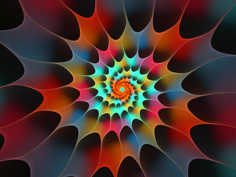 A vibrant digital art piece featuring a swirling spiral design with a spectrum of colors, creating a dynamic and captivating visual effect.
