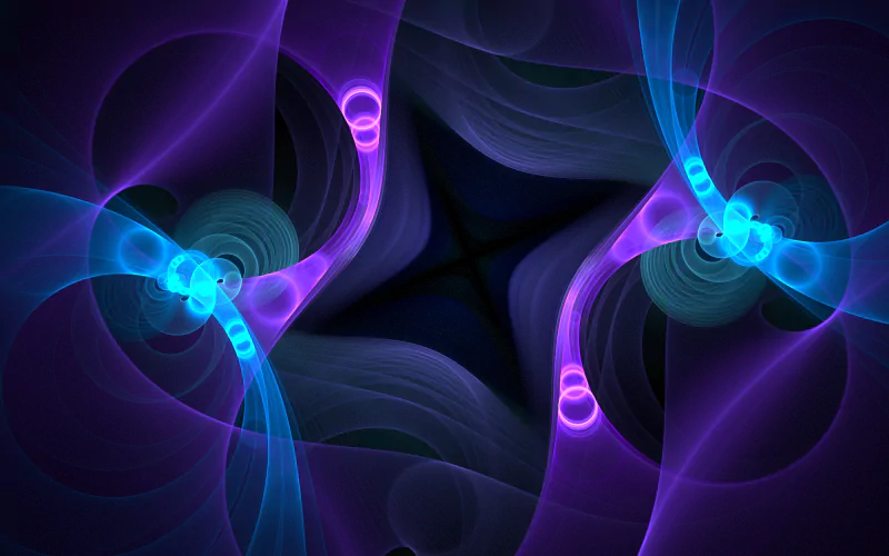 A vibrant digital artwork features swirling patterns of purple and blue, creating a mesmerizing abstract design that invites exploration and captures the viewer's imagination.