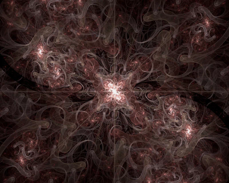 An intricate abstract fractal design with swirling patterns and soft, muted colors creating a sense of depth and complexity.