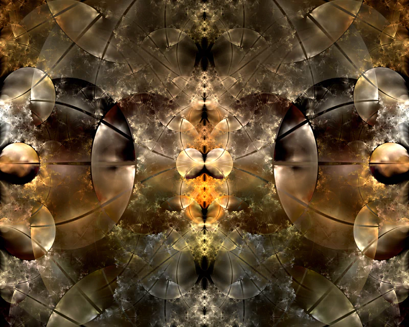An intricate abstract fractal design featuring swirling patterns and a harmonious blend of dark and warm colors, creating a visually captivating and dynamic composition.