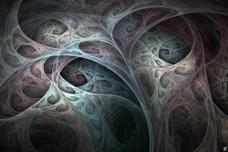 An intricate abstract fractal pattern featuring swirling shapes and soft hues, creating a mesmerizing and dynamic visual experience.