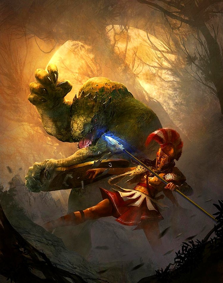 Epic Clash: The Fantasy Warrior vs. Mythical Beast