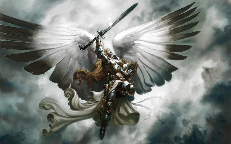 fantasy angel cloud rio rainbow gate wings kampfer warrior man made Magic: The Gathering fantasy warrior Image