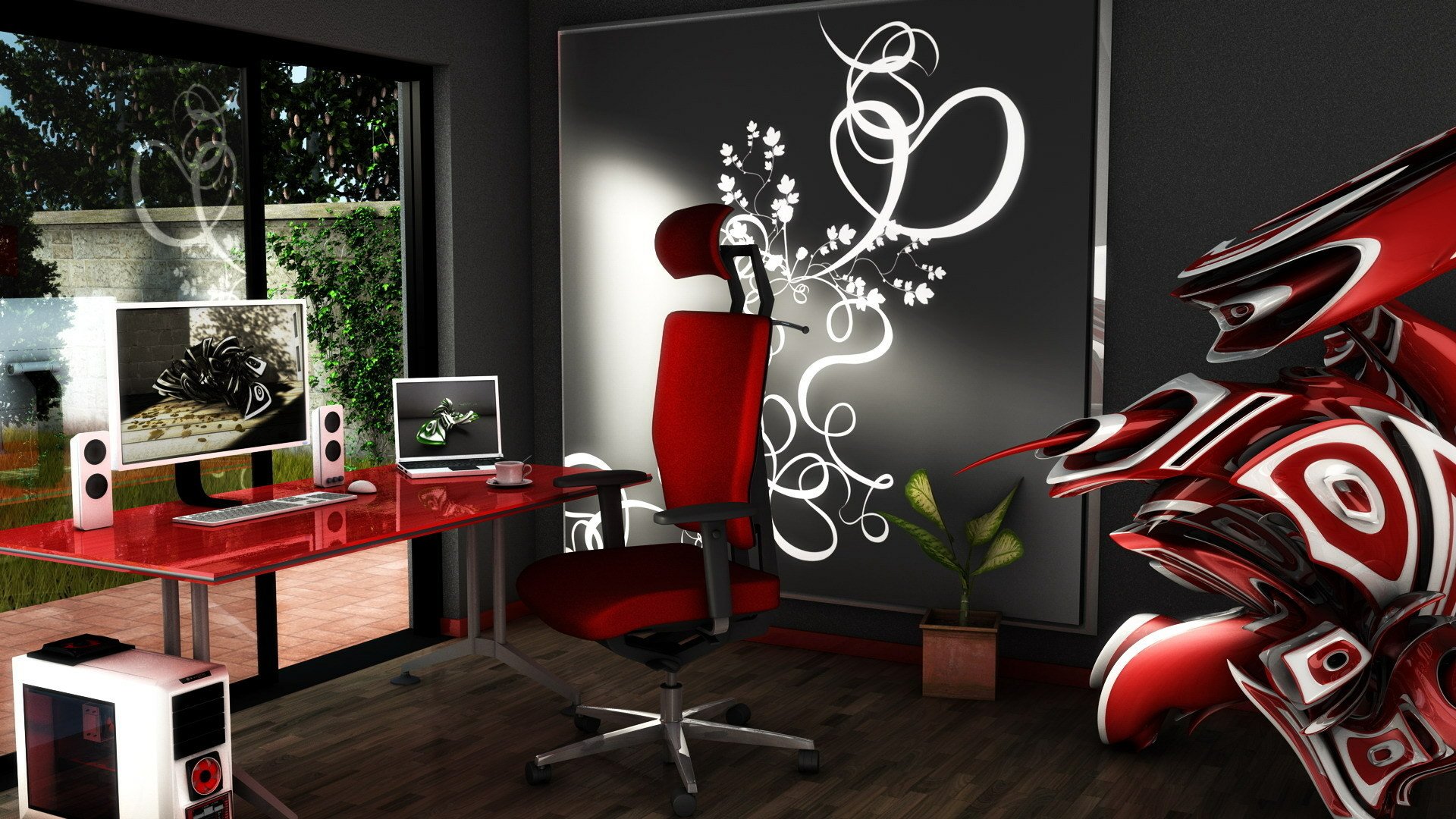 3D Abstract Flow: Modern Workspace Fusion