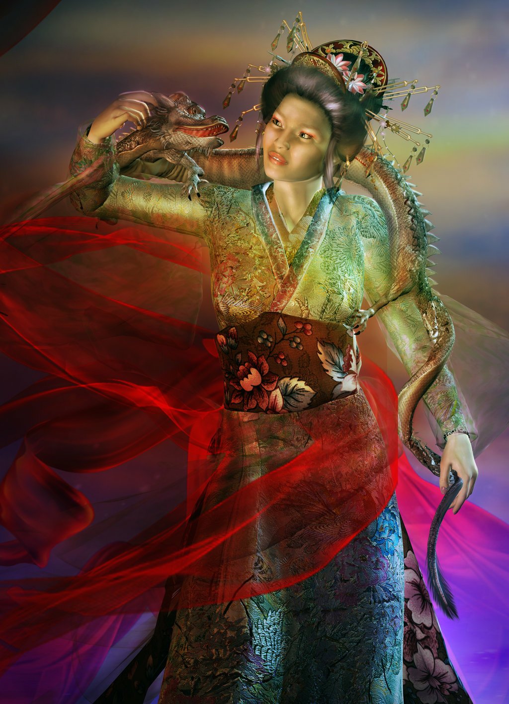 Download Dragon Fantasy Woman Art