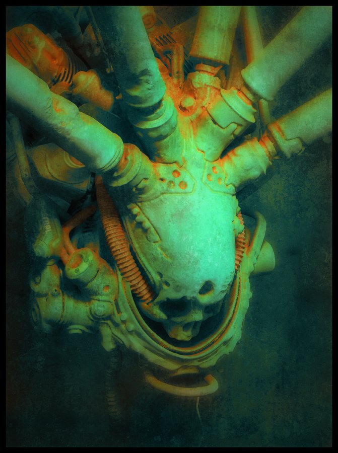 Download Dark Skull Steampunk Mechanical Pipe Art