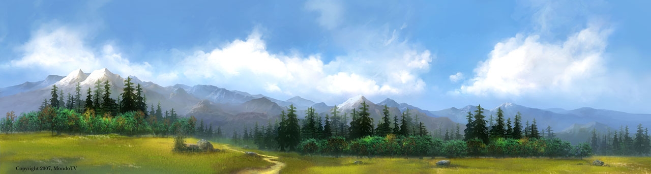 mountain matte painting by Ed Lee