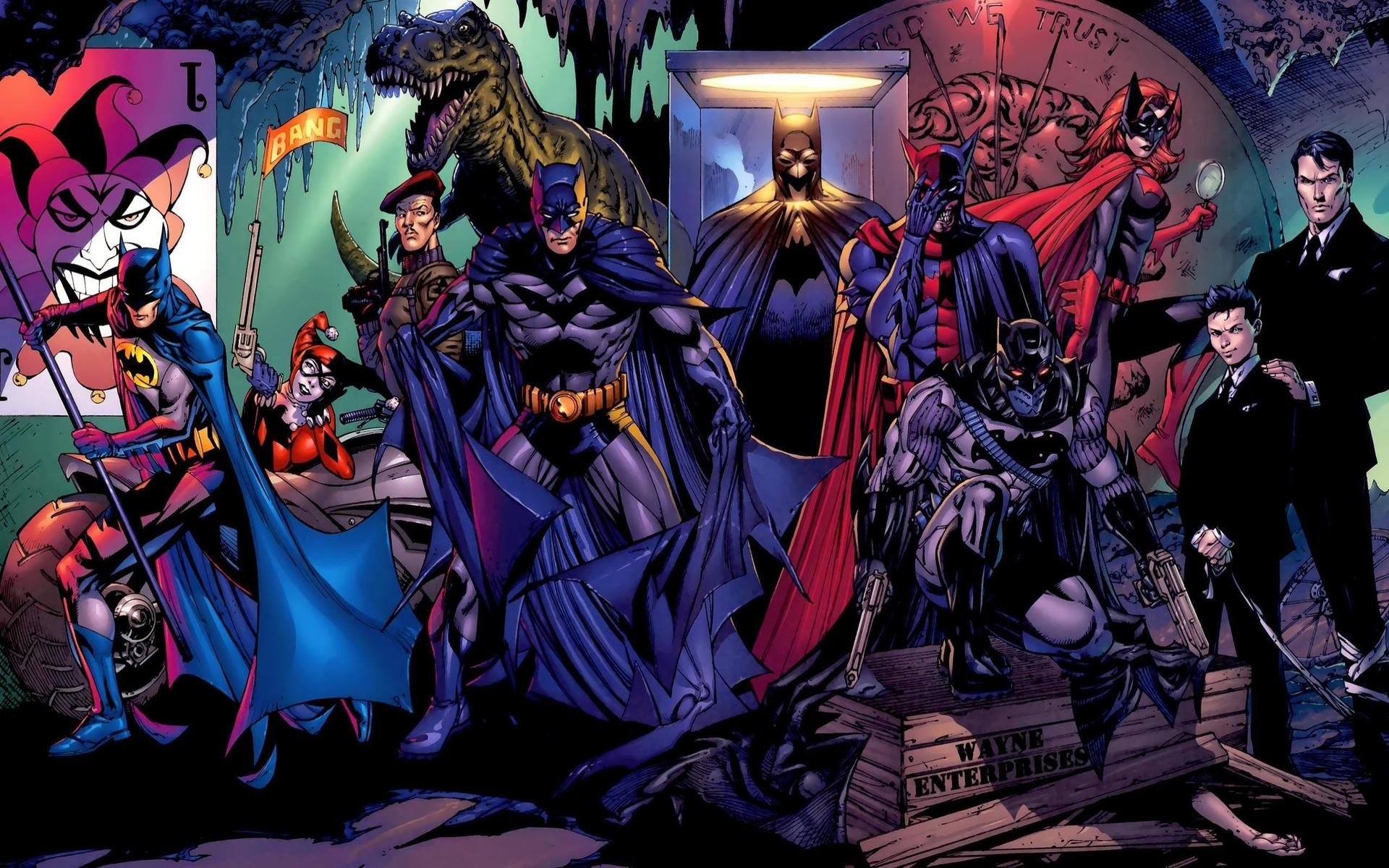 Download Dick Grayson Jason Todd Tim Drake Damian Wayne Bruce Wayne Alfred Pennyworth Kate Kane Batwoman DC Comics Harley Quinn Batman Comic Batman: Battle For The Cowl Art