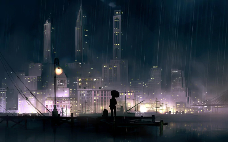 rain artistic city rainy city Image