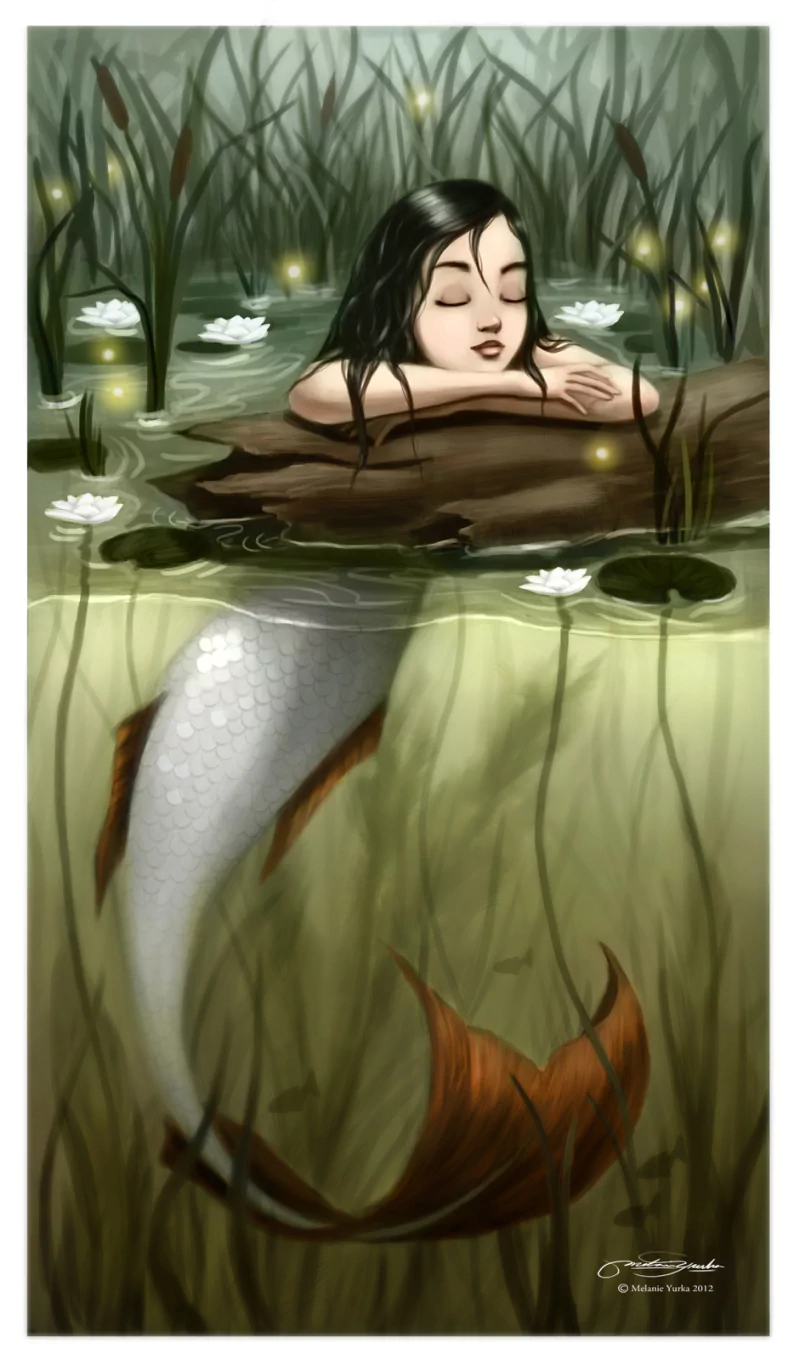 black hair tail fantasy mermaid Image