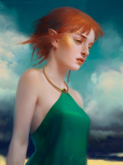 Download Green Eye Fire Fantasy Woman Art