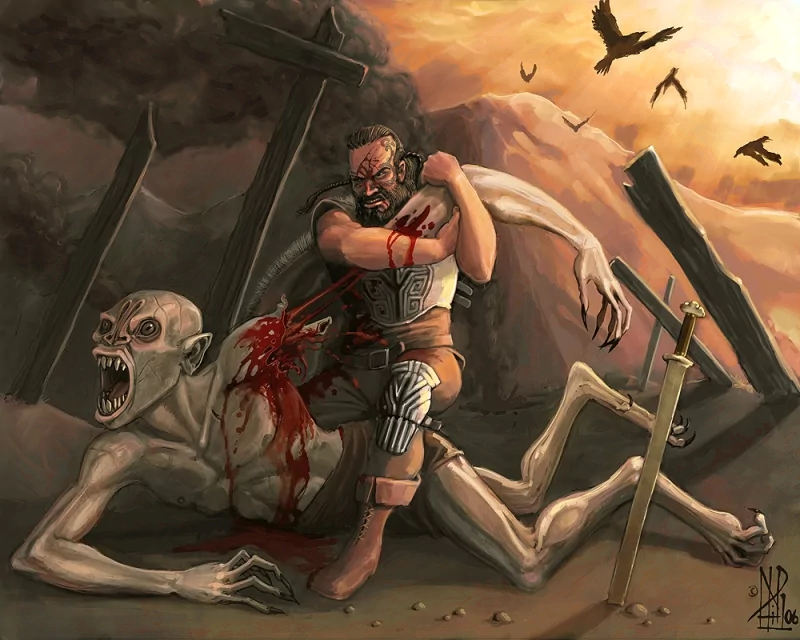  Beowulf and Grendel by NDHill